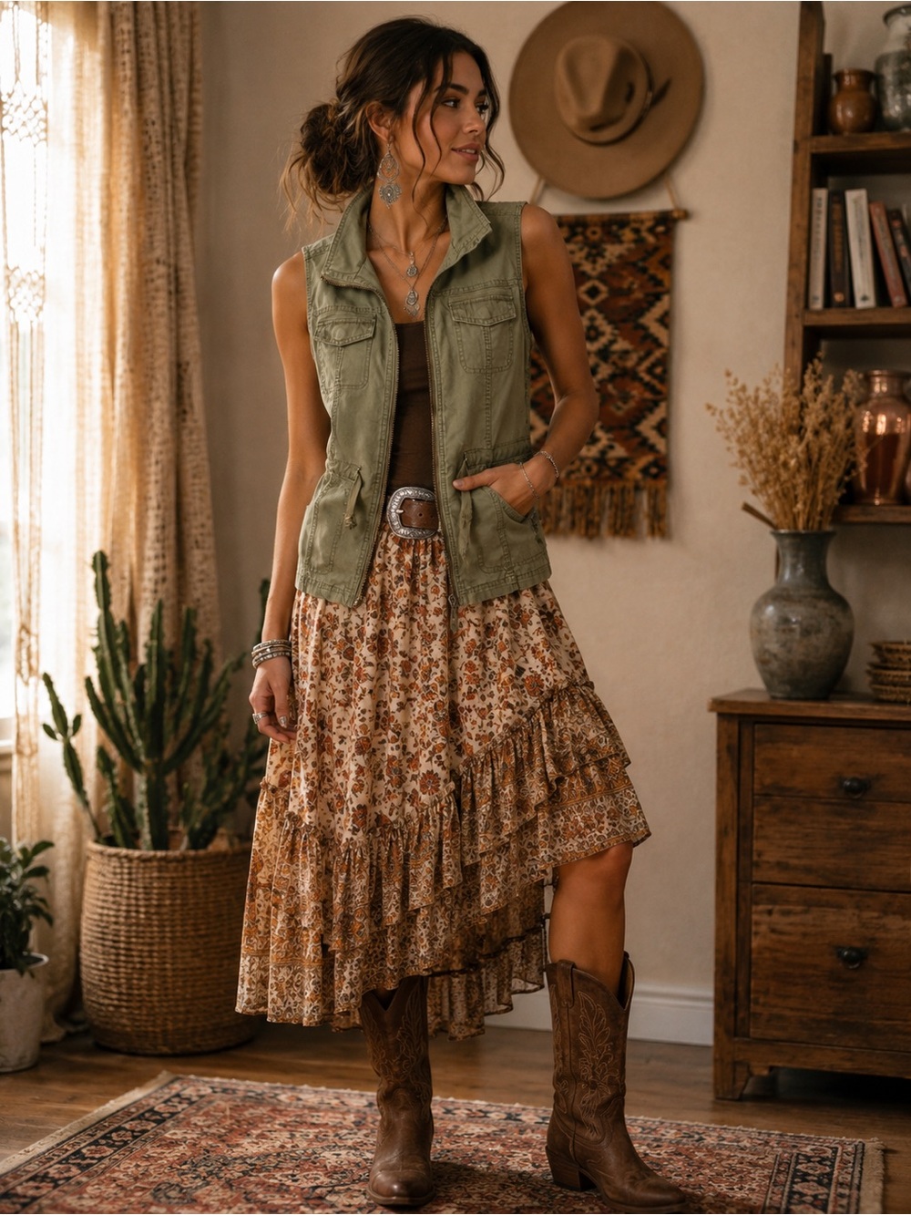 Merona Cotton Olive Utility Vest